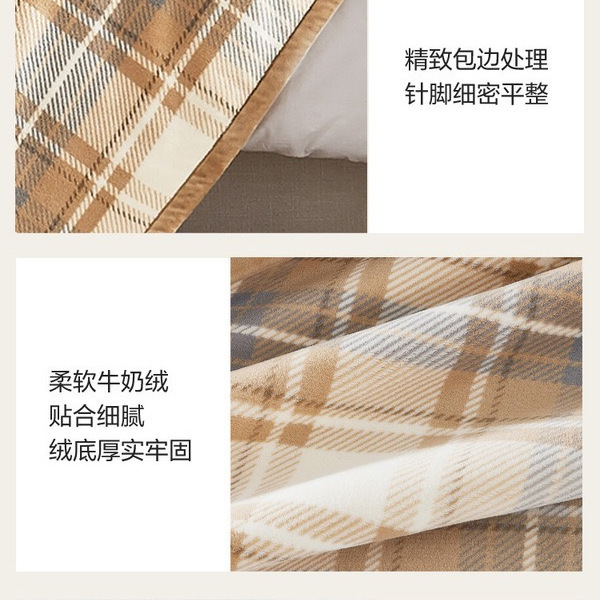 山姆仿兔毛休闲毯 美式格纹 152cm*183cm 详情图 7