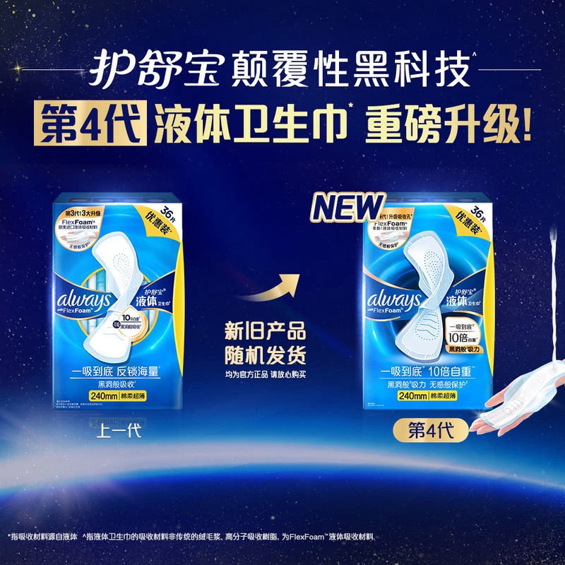 护舒宝 未来感极护液体卫生巾240mm 36片*3盒 详情图 2