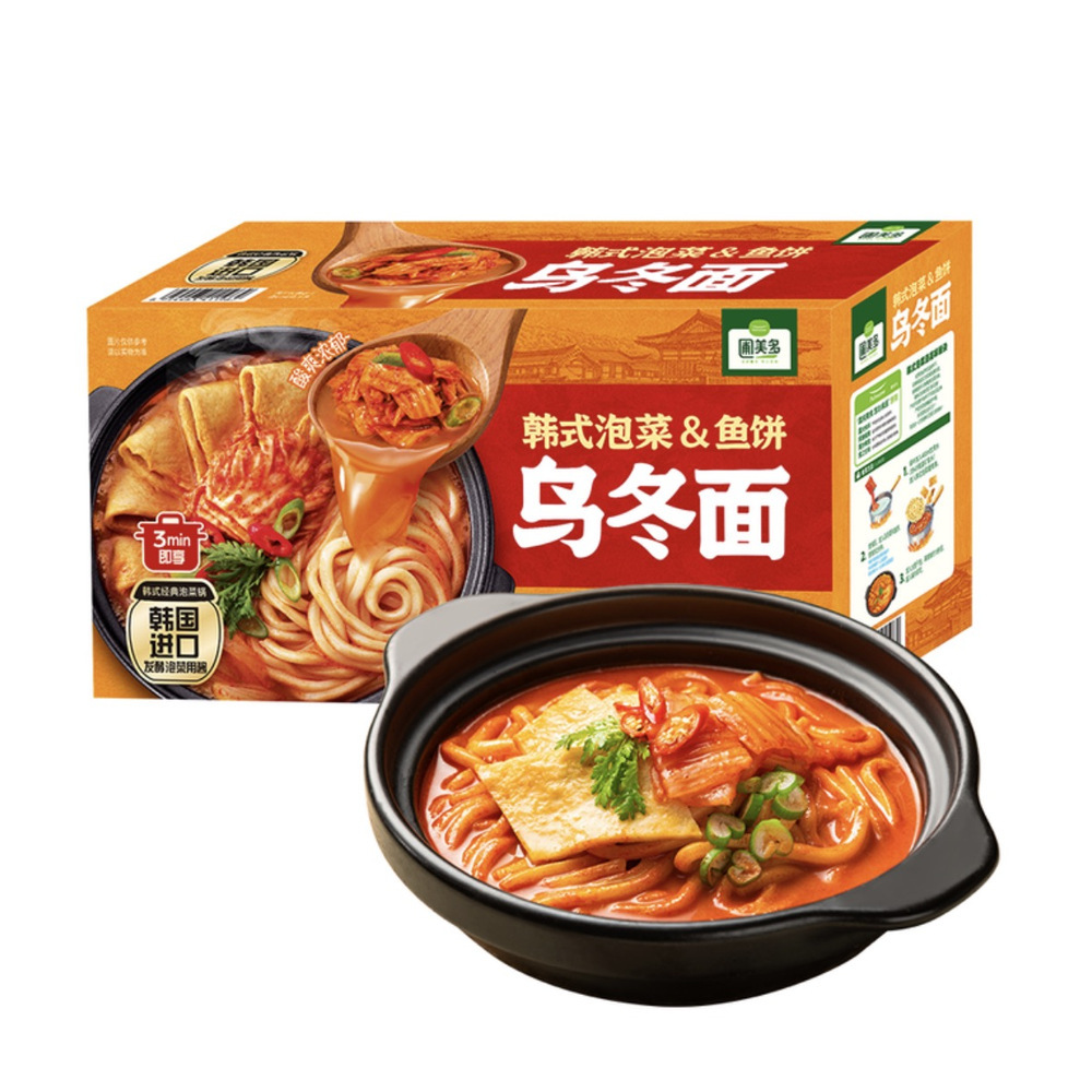 圃美多 韩式泡菜鱼饼乌冬面412g*5包